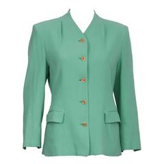 1980's Jasper Conran Mint Crepe Jacket 3