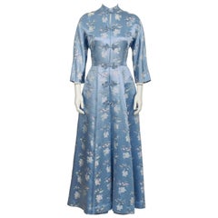 1960's Dynasty Blue Silk Embroidered Robe