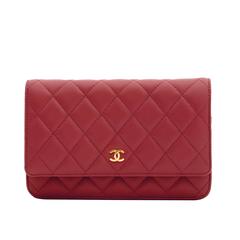 Chanel Wallet on Chain WOC Quilted Lambskin Red Gold