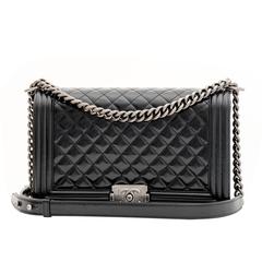 Chanel Glaze Calf New Medium Boy Flap Bag in Black Chanel Glaze Calf New Medium Boy Flap Bag in Black