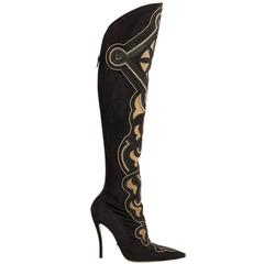 New VERSACE EMBELLISHED SUEDE BOOTS 9