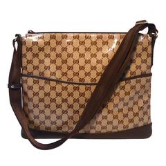 Gucci Coated Monogram Canvas and Leather Trim Shoulder Bag 6