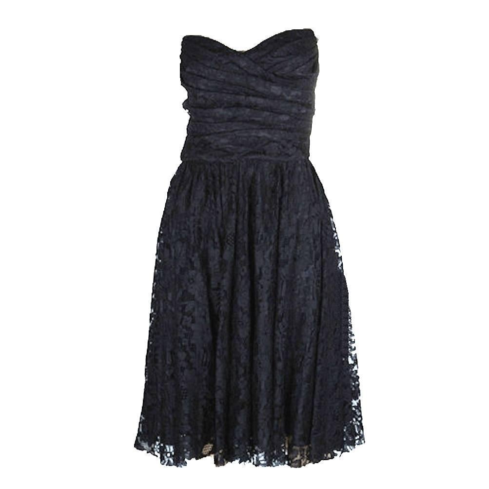 Dolce & Gabbana Strapless Black Corset Bustier Lace Dress