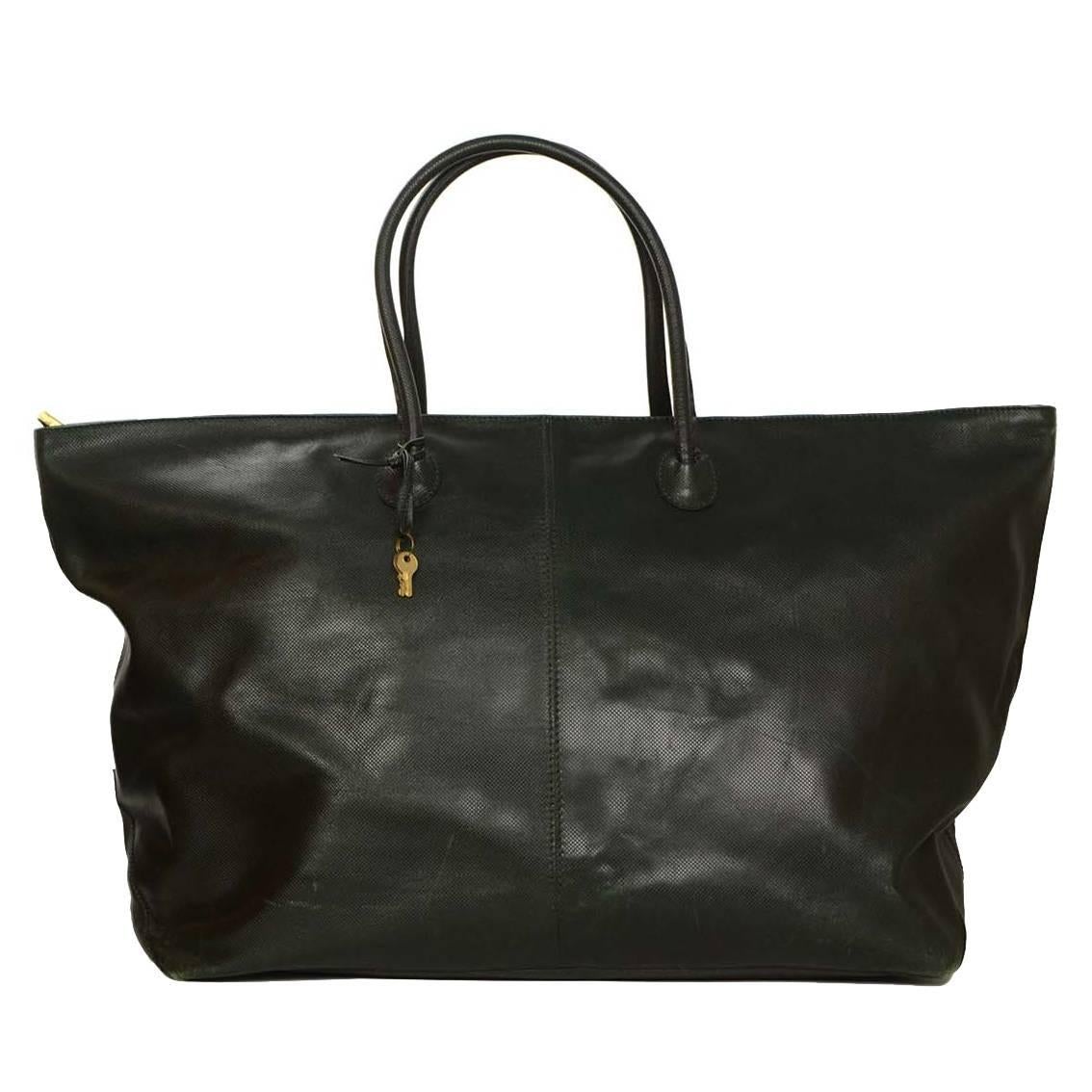 Bottega Veneta Vintage Forest Green Leather XL Weekend Tote Bag