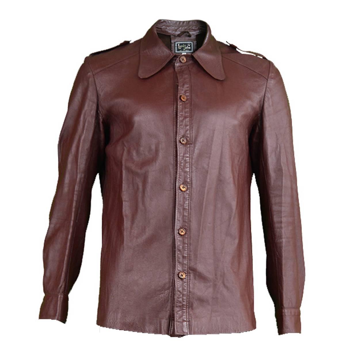 Vintage 1960s Lord John of Carnaby Street Men's Leather Shirt/ Jacket For Sale