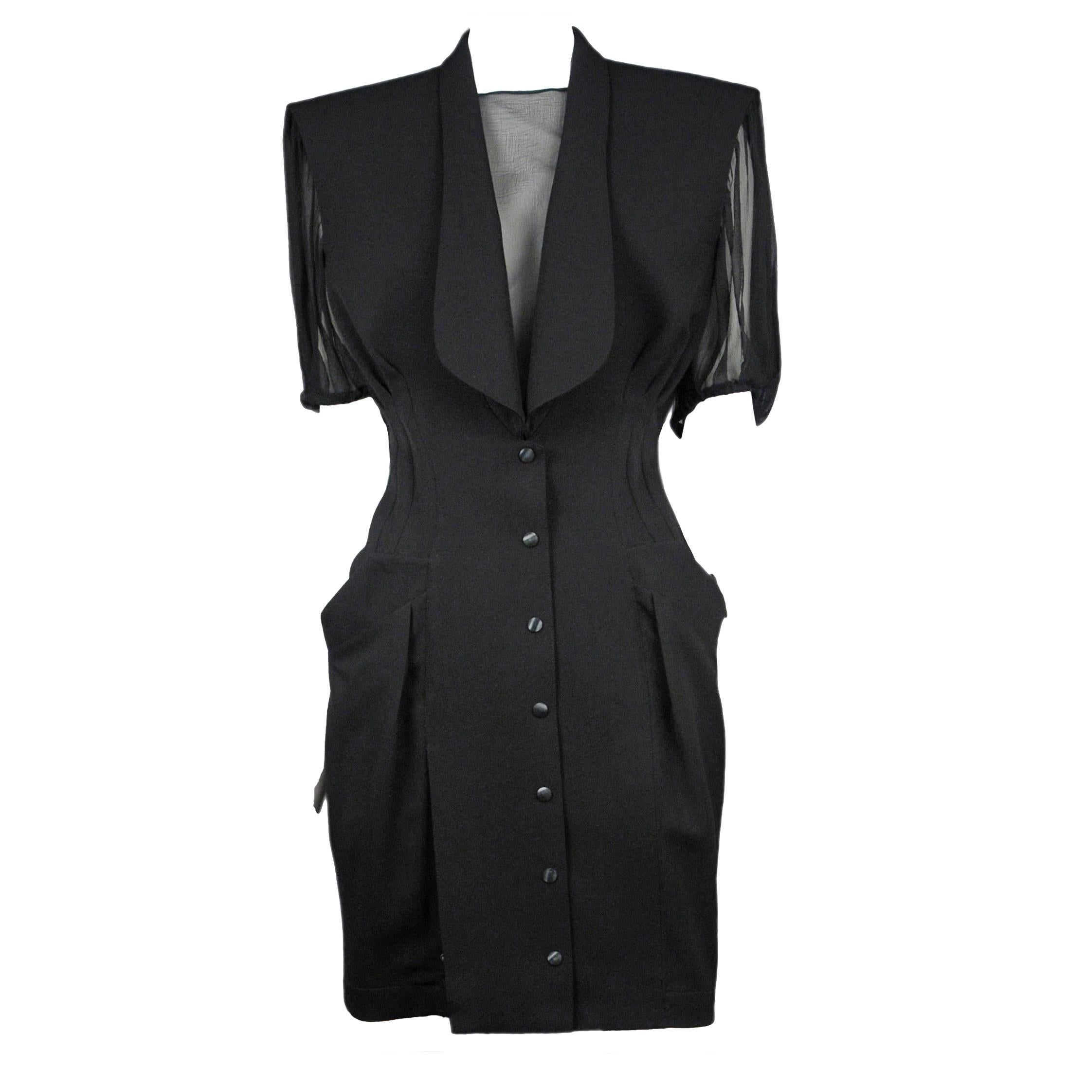 Thierry Mugler Chiffon Structured Dress 