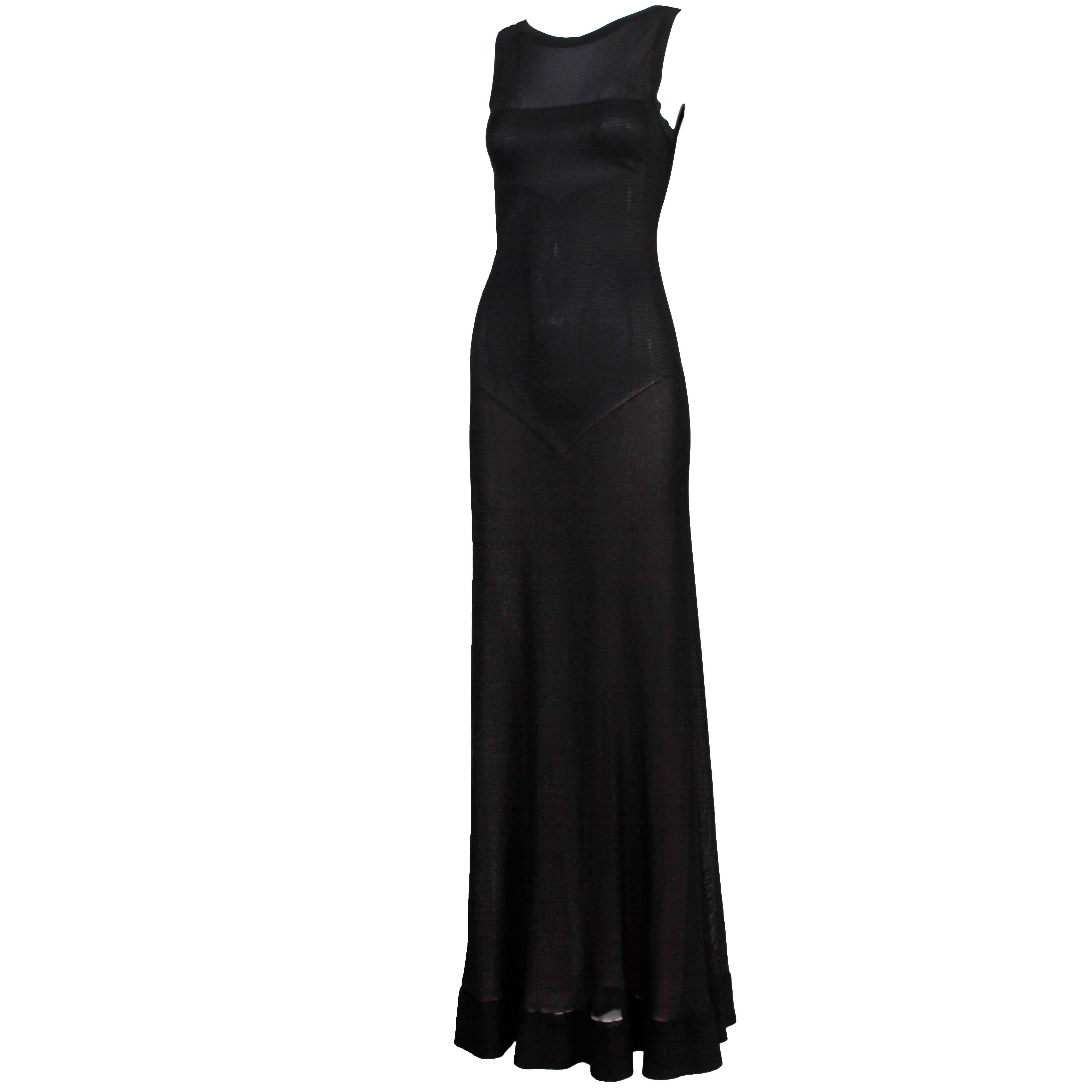 Circa 2005 Azzedine Alaia Black Evening Dress Gown For Sale