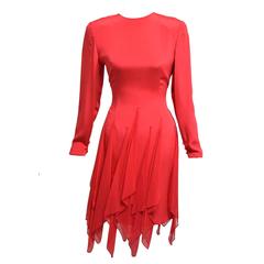 Bill Blass Silk Red Handkerchief Dress