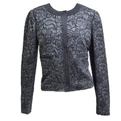 Dolce & Gabbana Gray Lace and Wool Sweater Jacket