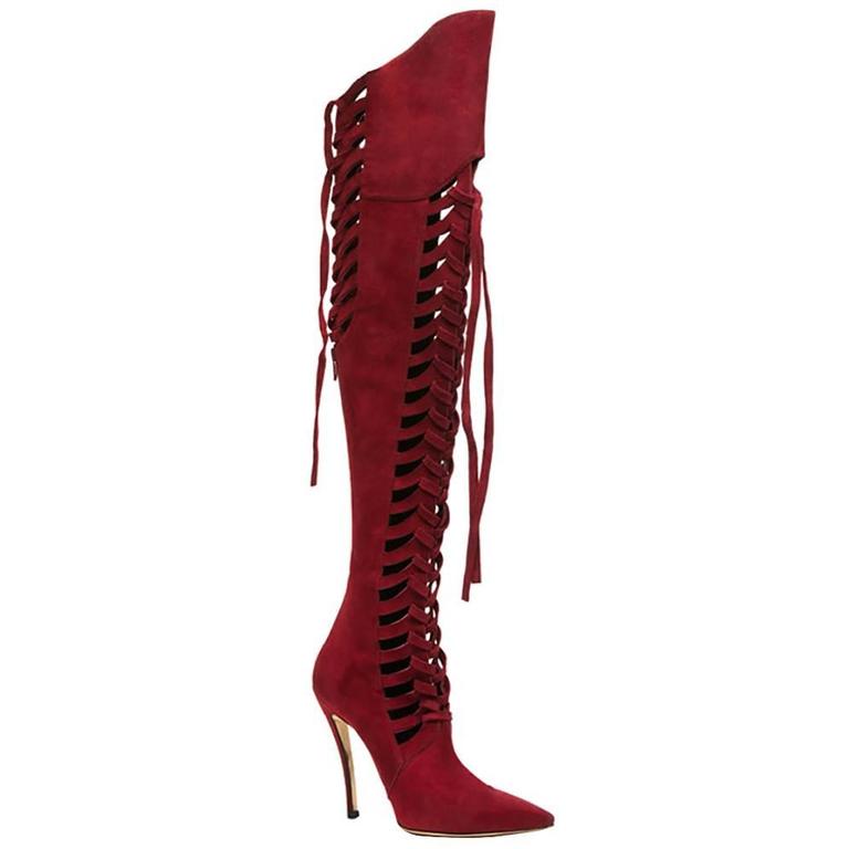 Versace red boots outlet