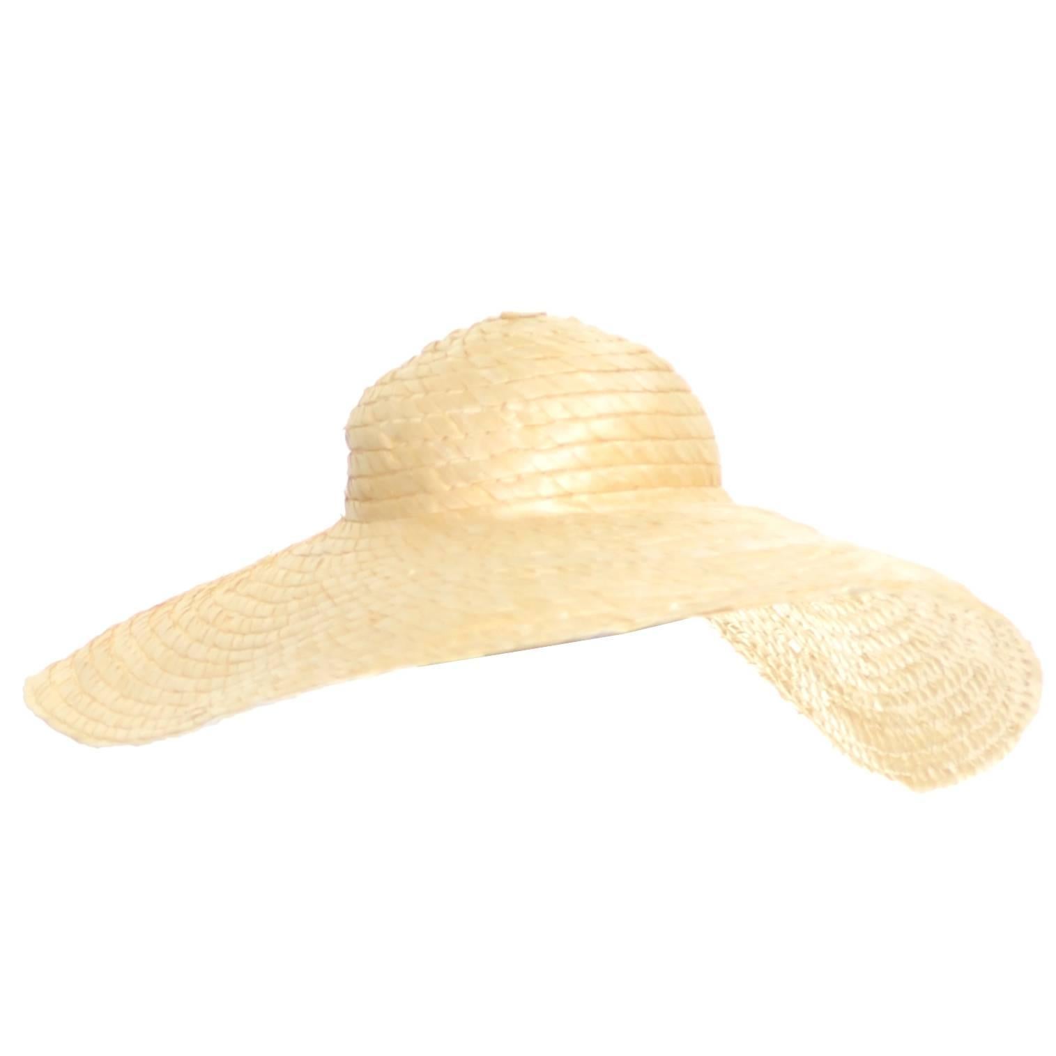 1940s I Magnin Vintage Hat Extra Wide Brim Floppy Straw