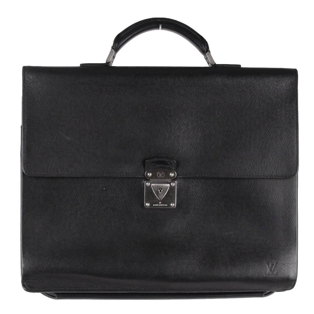LOUIS VUITTON Black TAIGA Leather ROBUSTO 2 Compartments BRIEFCASE Work Bag For Sale at 1stdibs