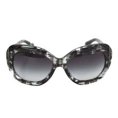 Chanel Clear & Black Plaid Print Resin Sunglasses