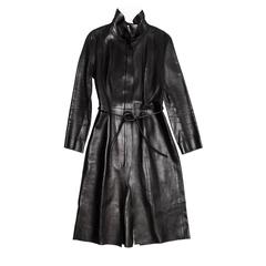 Gucci Black Leather Long Coat