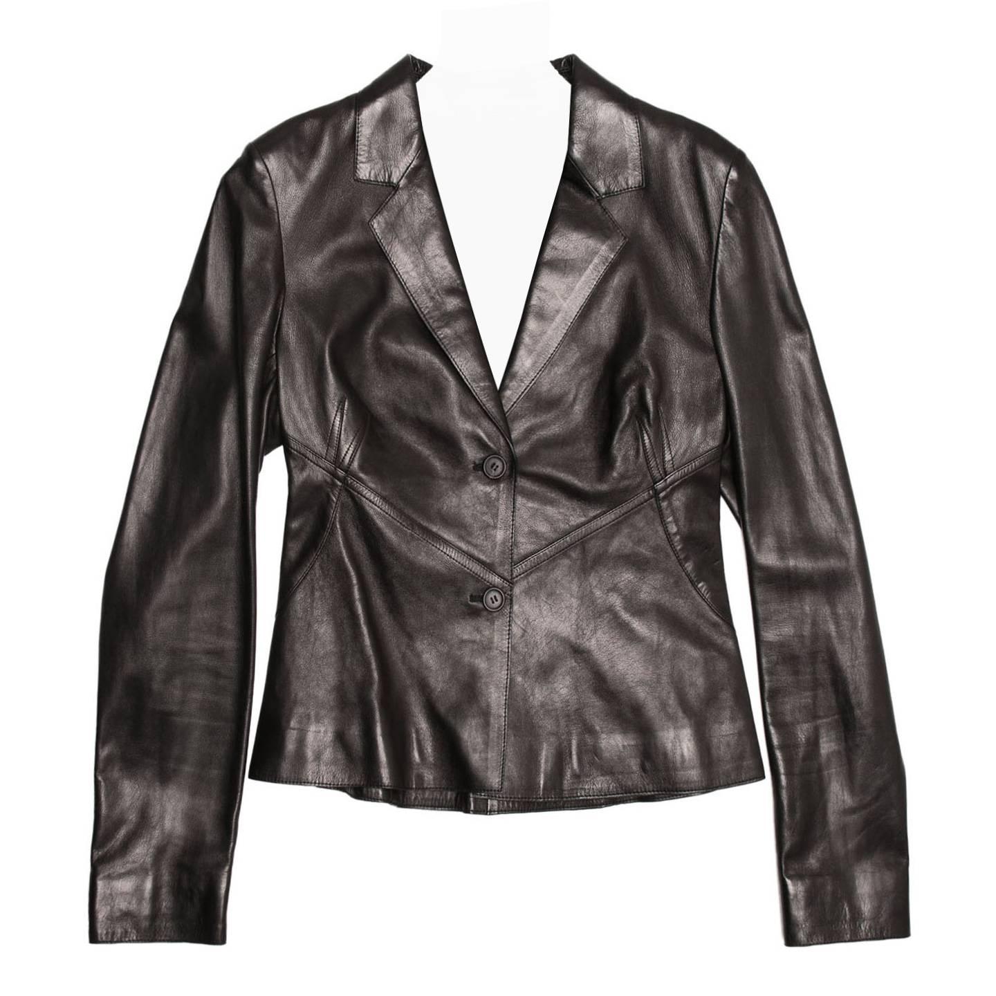 Prada Black Nappa Leather Jacket For Sale