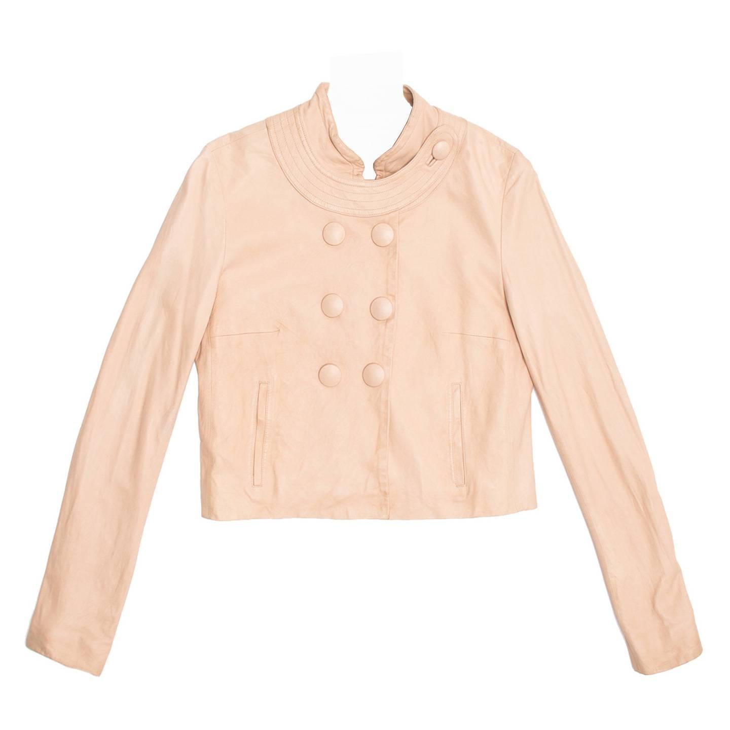 Chloe' Pale Pink Leather Jacket For Sale