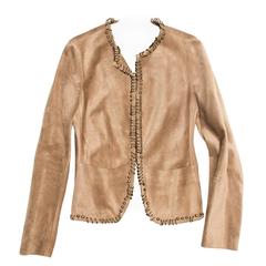 Yves Saint Laurent Tan Suede Jacket With Rings 5