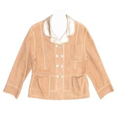 Louis Vuitton Tan Suede & Gold Leather Jacket 11