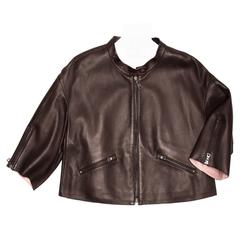 Prada Brown & Pink Lambskin Jacket 10