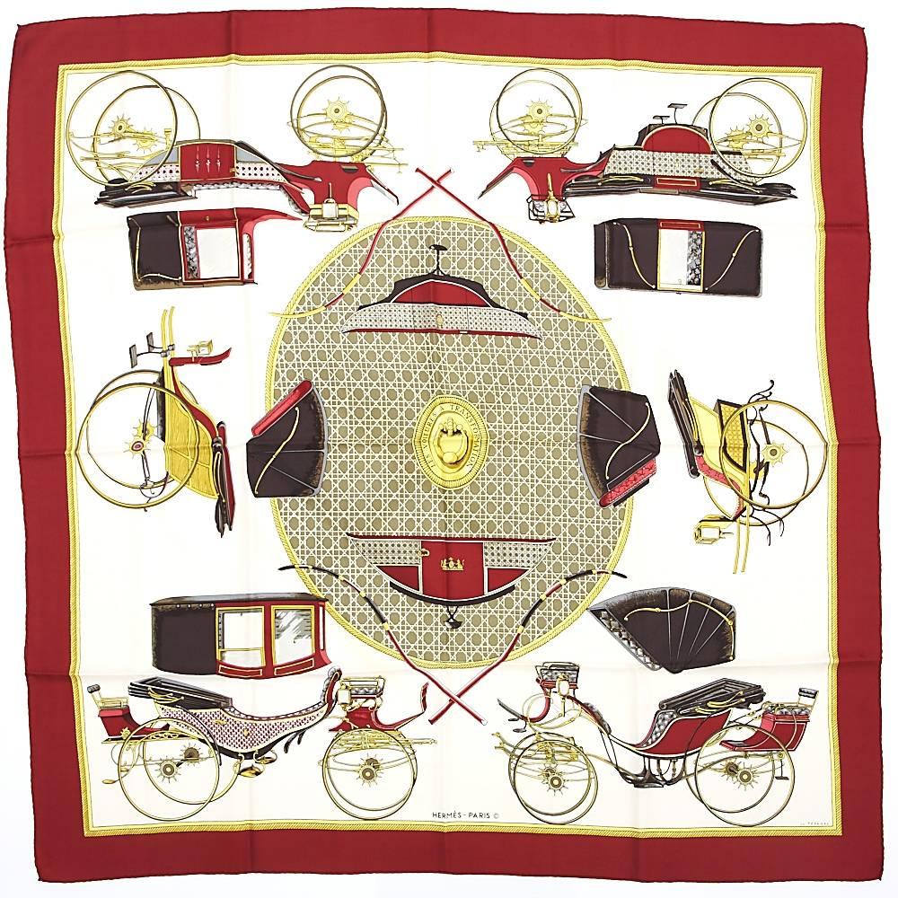 Hermes Silk Twill Scarf "Les Voitures a Transformation" 