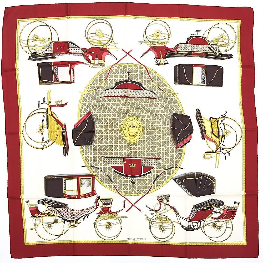Hermes Silk Twill Scarf "Les Voitures a Transformation"