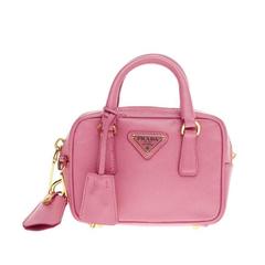 PRADA Mini Saffiano Leather Chain Crossbody Bag Pink- Hot Deals