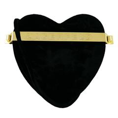 Karl Lagerfeld Vintage Black Velvet Heart Evening Bag