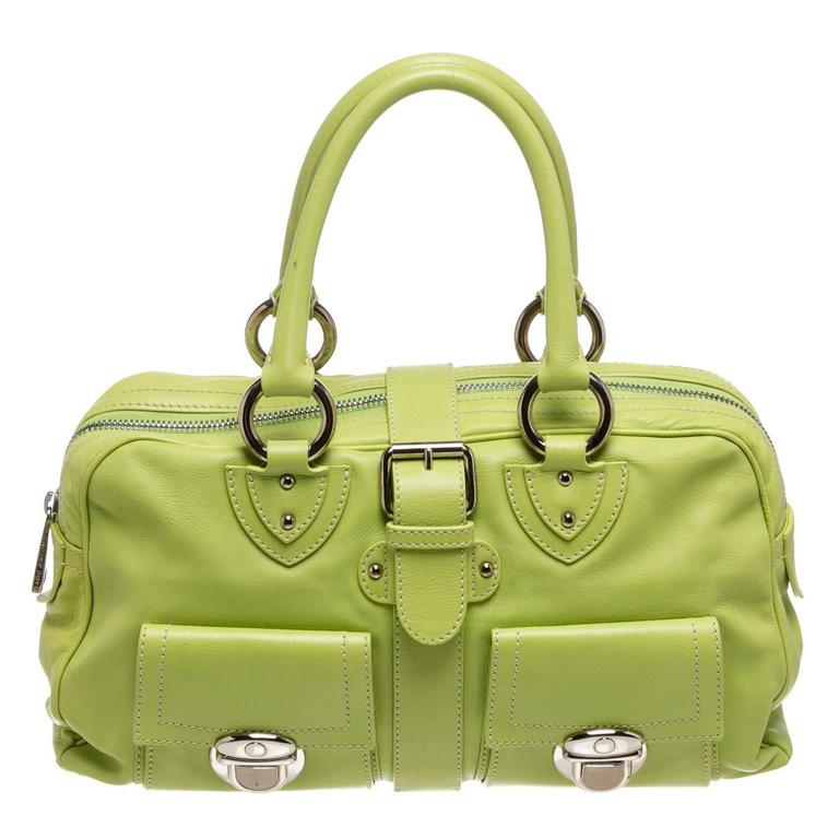Marc Jacobs Lime Green Leather Satchel Handbag For Sale at 1stDibs