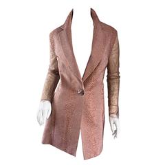 Gianfranco Ferre Vintage 1990er Jahre Rosa + Nudefarbene Schlangenhaut + Spitze Seidenblazerjacke