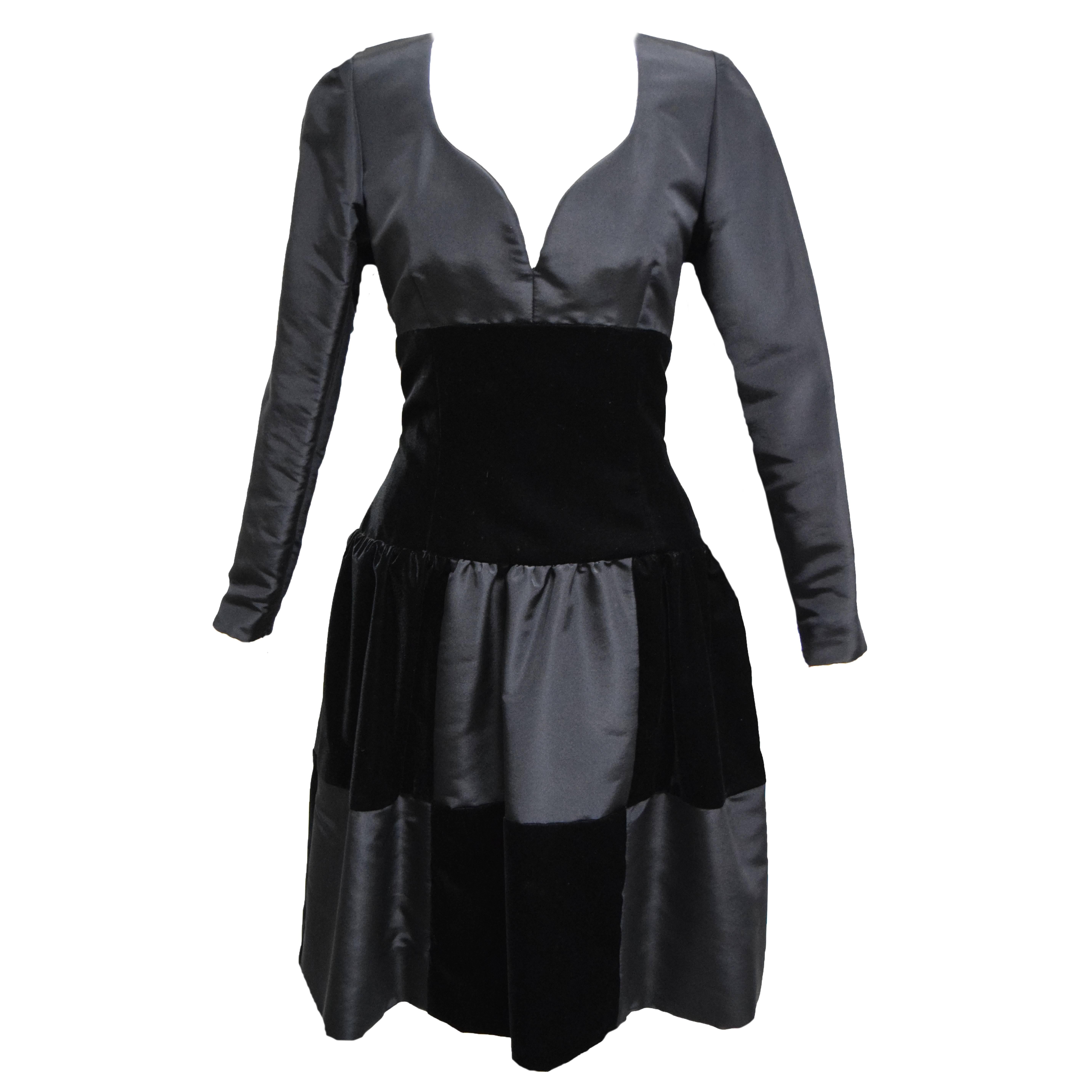 Givenchy Sweetheart Taffeta and Velvet Patch Evening Babydoll Dress  For Sale