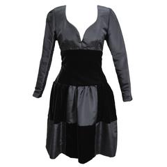 Vintage Givenchy Sweetheart Taffeta and Velvet Patch Evening Babydoll Dress