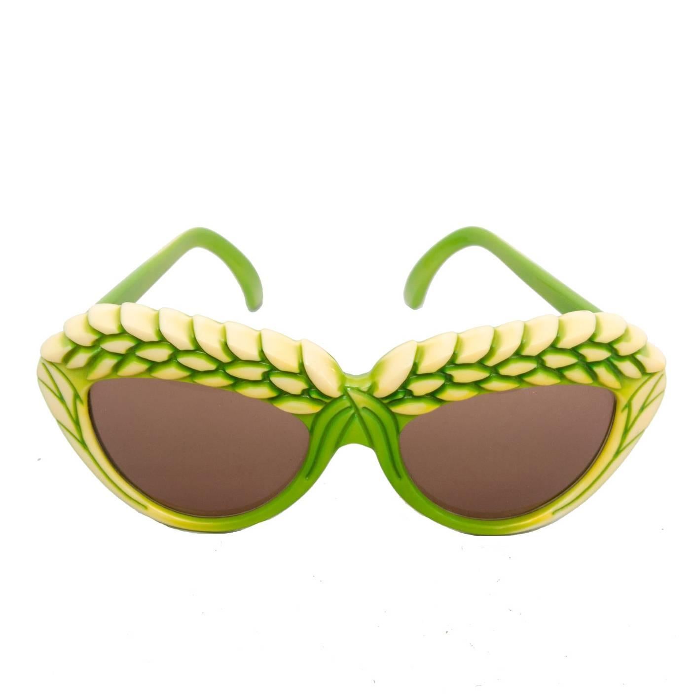 A pair of 1980s Green Isabel Canovas Sunglasses For Sale