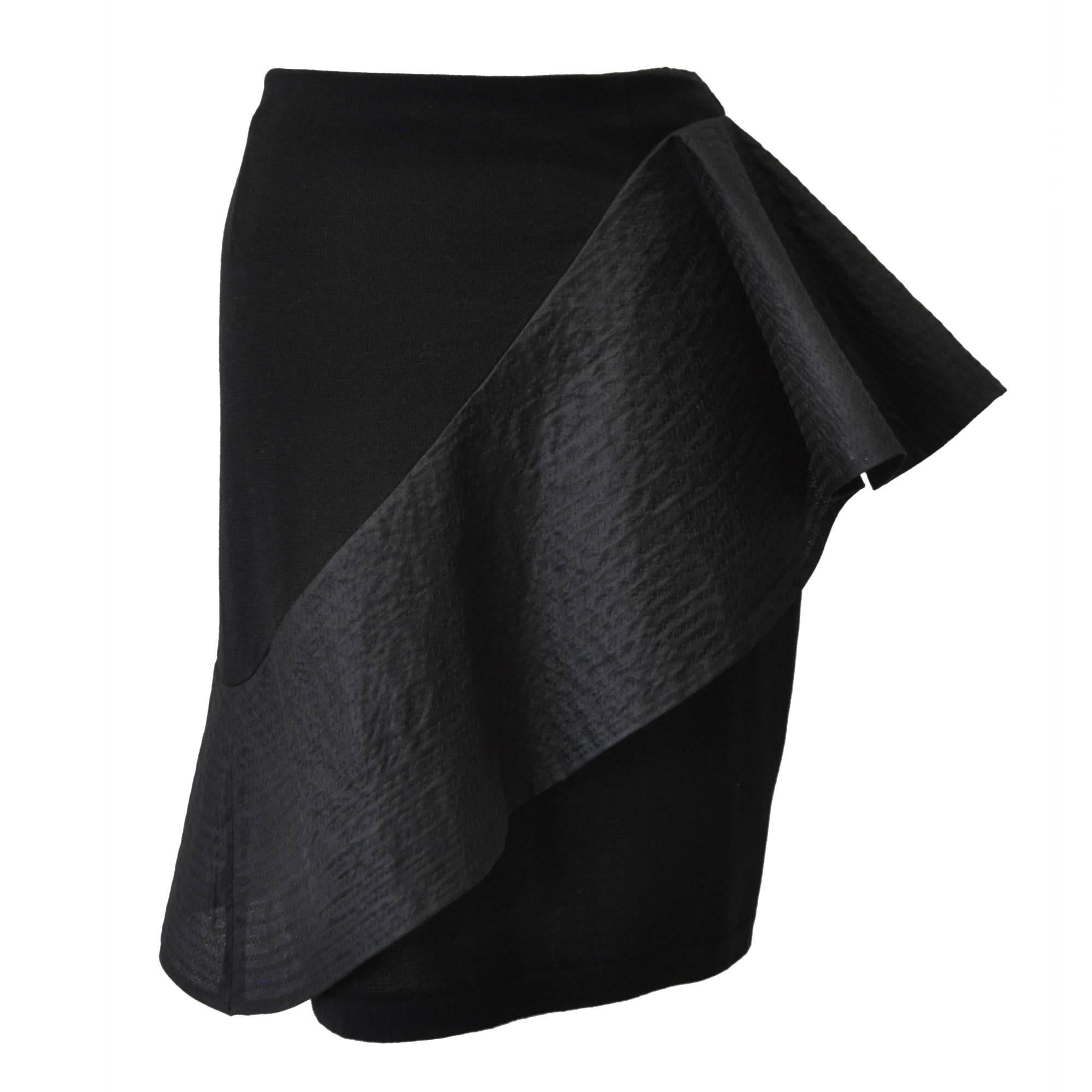 Inspired Gianfranco Ferre Origami Asymmetric Ruffle Peplum Pencil Skirt For Sale