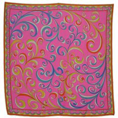 Emilio Pucci Pink Abstract Print Silk Scarf