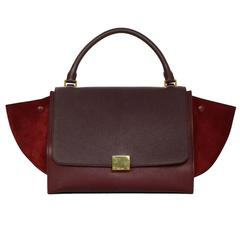 Celine Red Leather & Suede Small Trapeze Bag GHW