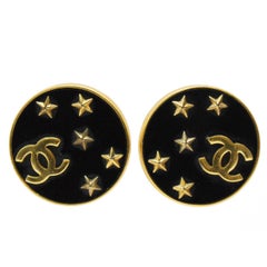1980's Chanel Round CC Earrings with Stars 