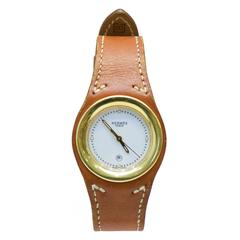 Retro 1998 Hermes Tan Harnais Watch With Deployant Band