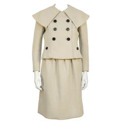 Vintage 1960's Norell Beige Wool Skirt Suit 