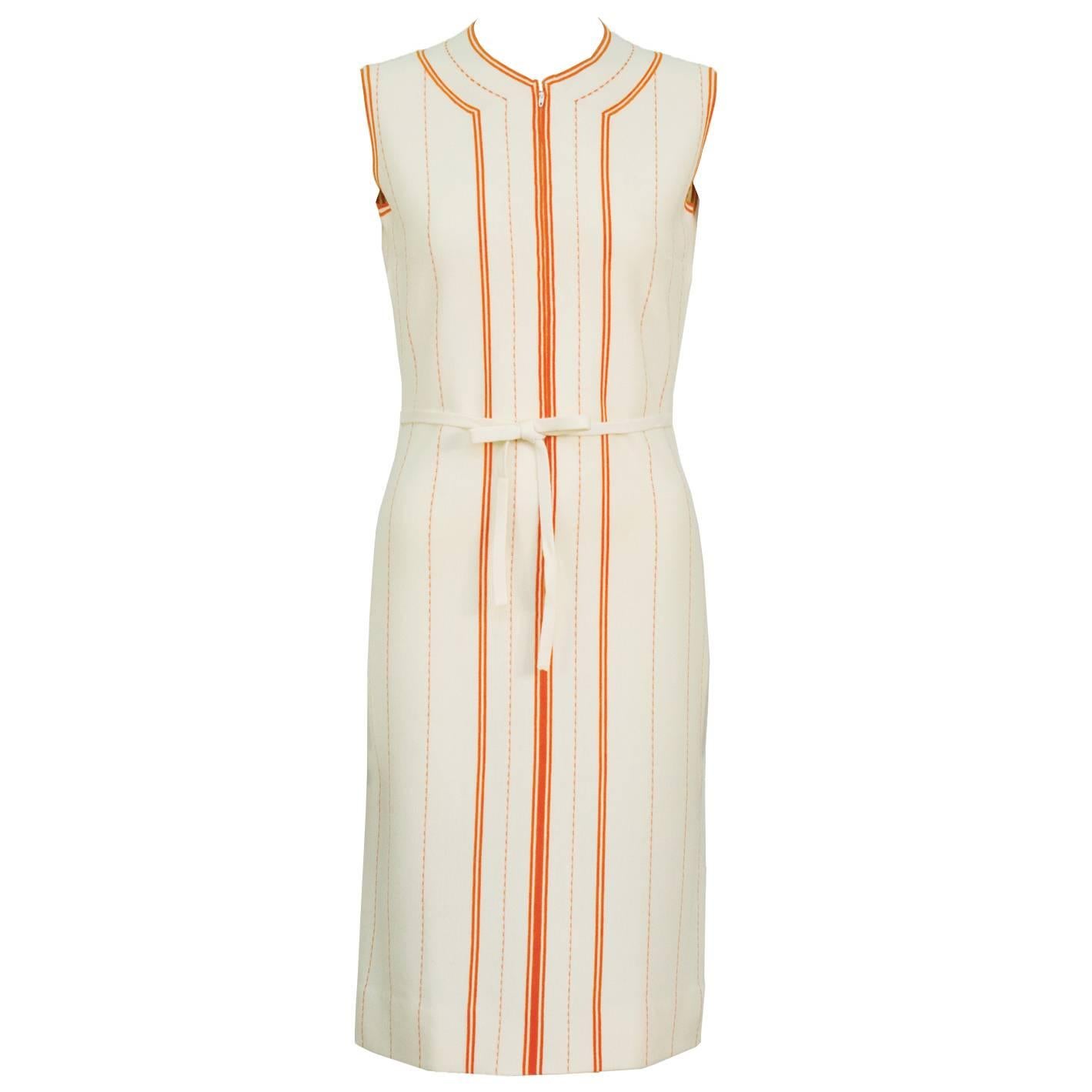 1960's Gina Paoli Unused Beige and Orange Knit Dress