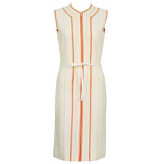 1960
s Gina Paoli Unused Beige and Orange Knit Dress