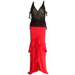 Gorgeous Yves Saint Laurent by Tom Ford 2003 Beaded Silk Top & Skirt Ensemble 5