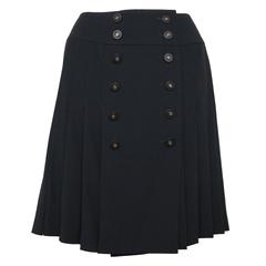 Chanel Black Pleated A-Line Skirt