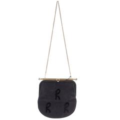 ROBERTA DI CAMERINO VINTAGE Black SHOULDER BAG Framed Handbag w/LOGO
