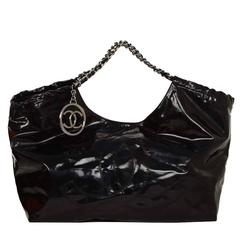 Chanel Schwarze Vinyl XL Coco Cabas Tragetasche SHW