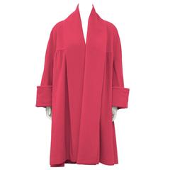 Vintage 1980's Chanel Hot Pink Angora and Wool Swing Coat