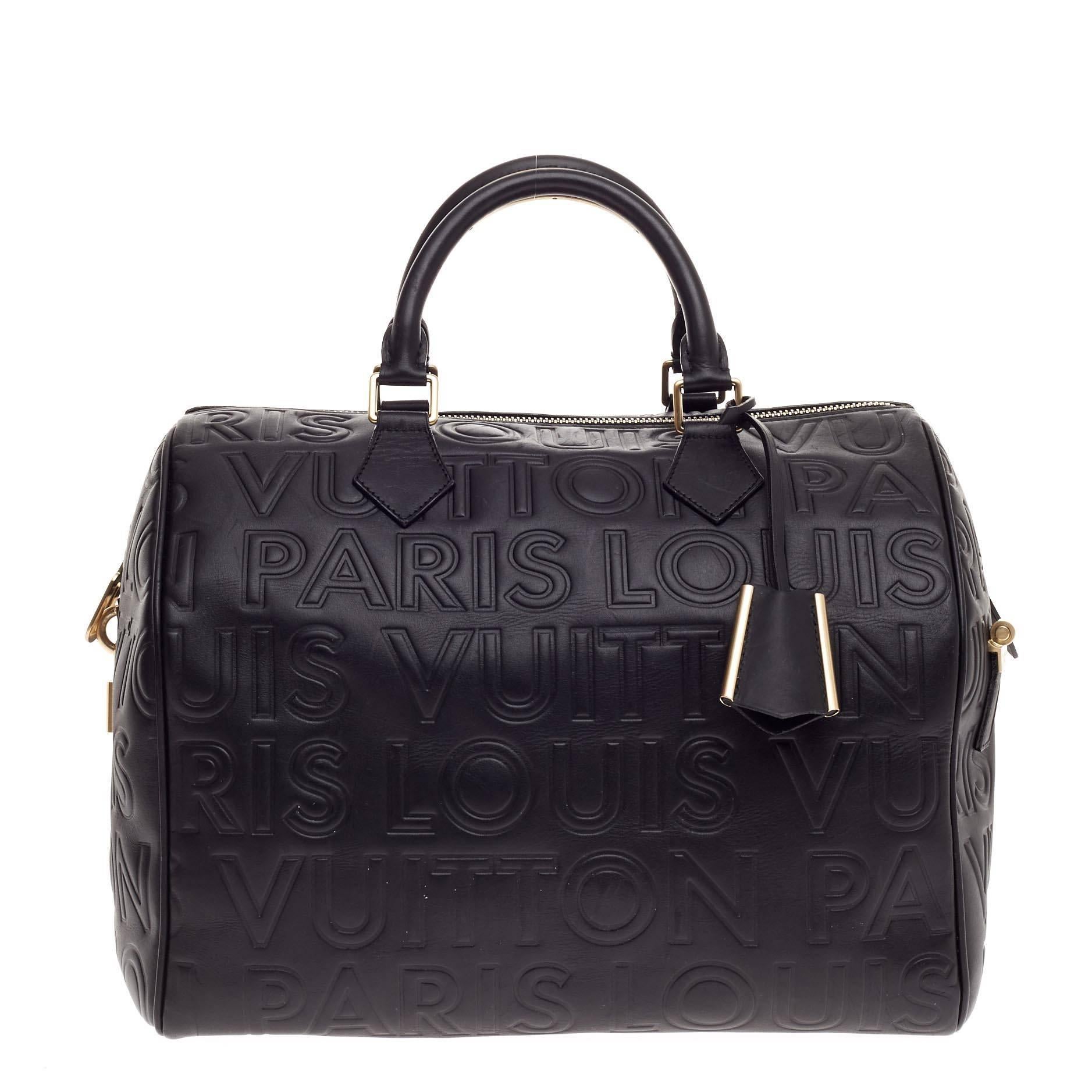 Louis Vuitton Black Monogram Paris Embossed Leather Limited Edition Speedy  Cube 30 Bag Louis Vuitton