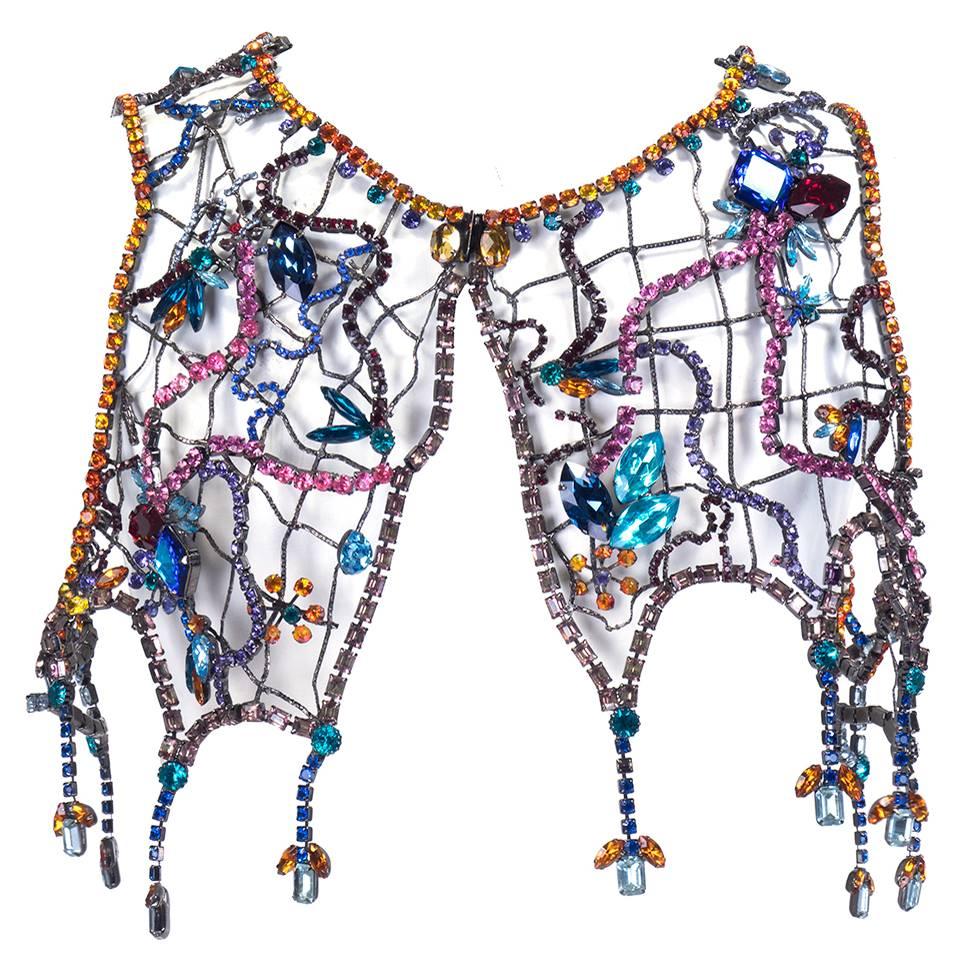 Stunning Multi-Color Jewelled Chain Bolero For Sale