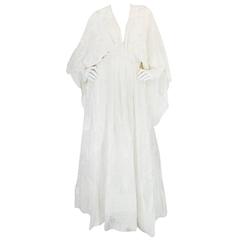 Vintage Ethereal 1974 Zandra Rhodes White Lillies of the Field Dress