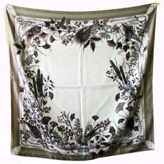 Gucci Silk Twill Scarf Feathers Floral Equestrian Print 90cm 35in New with Tags
