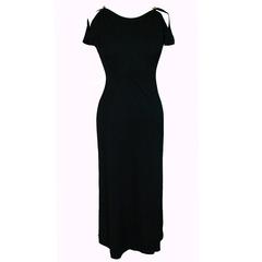 Clovis Ruffin Black Flutter Sleeve Maxi Dress Saks 5th Ave Young Dimensions 70s 4
